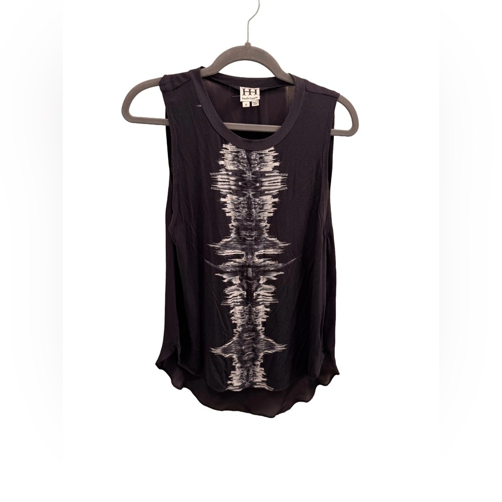 Haute Hippie Muscle Tank in Black Charcoal/Swan